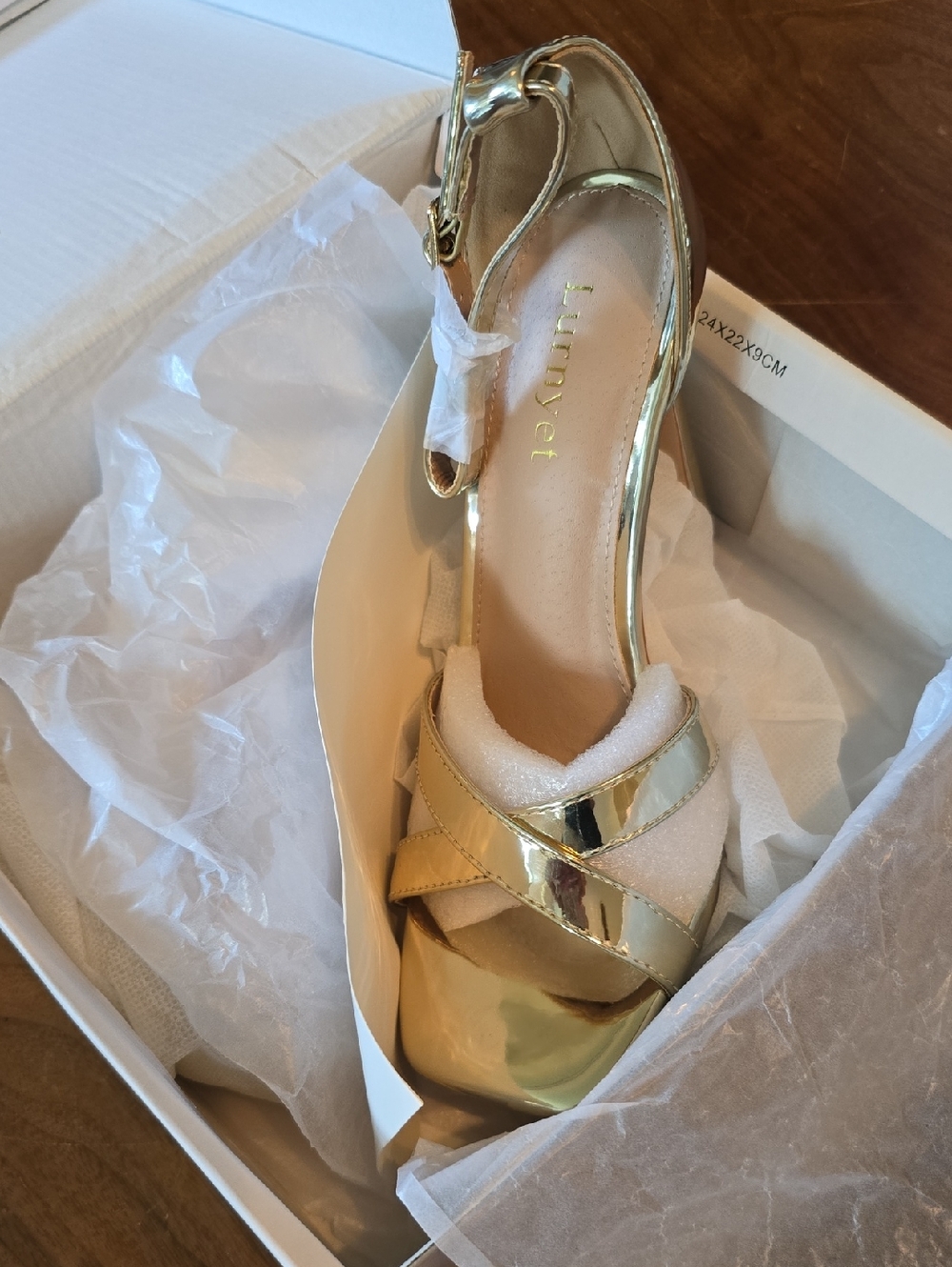 Gold Metallic Strappy Open-Toe Heel